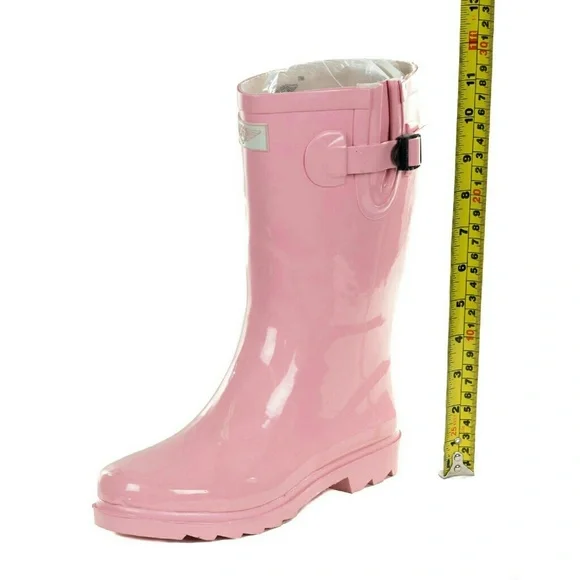 Women's Rainboots, MidCalf Rain Boots, #1602, Pink - Picture 2 of 4